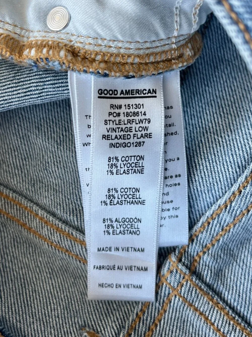 Good American NWT Vintage Low Relaxed Flare Jeans Size 2/26 Indigo Denim Stretch